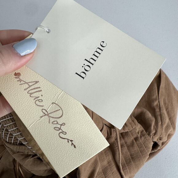 Allie Rose Bohme Jumpsuit Womens Large Brown Wide Leg Cutout Pleated Resort Boho - Picture 11 of 16